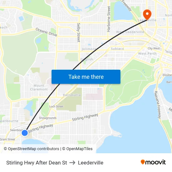 Stirling Hwy After Dean St to Leederville map