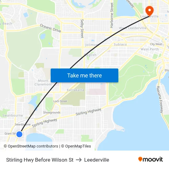 Stirling Hwy Before Wilson St to Leederville map
