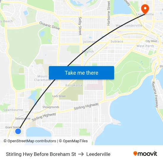 Stirling Hwy Before Boreham St to Leederville map
