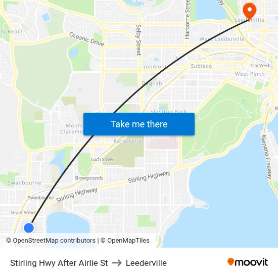 Stirling Hwy After Airlie St to Leederville map