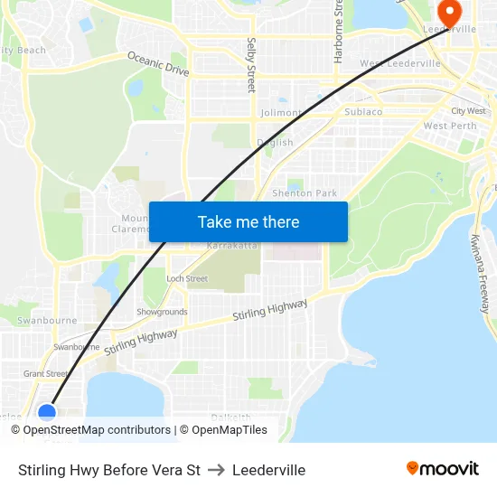 Stirling Hwy Before Vera St to Leederville map