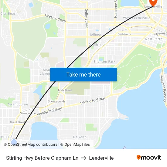 Stirling Hwy Before Clapham Ln to Leederville map
