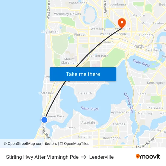 Stirling Hwy After Vlamingh Pde to Leederville map