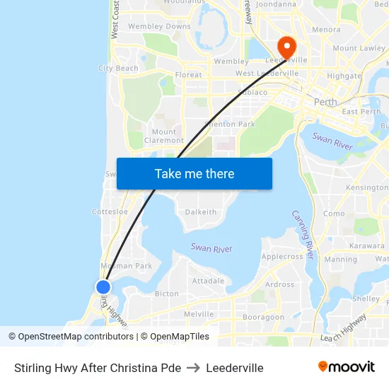 Stirling Hwy After Christina Pde to Leederville map
