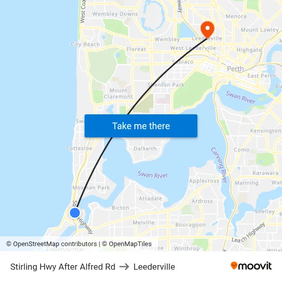 Stirling Hwy After Alfred Rd to Leederville map