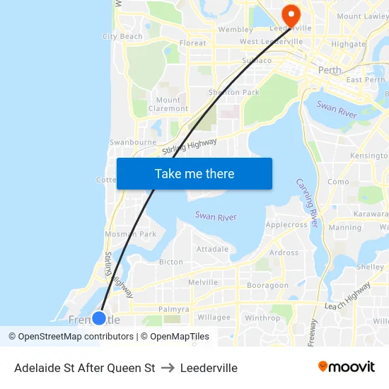 Adelaide St After Queen St to Leederville map