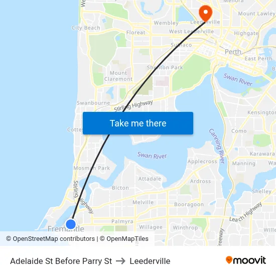 Adelaide St Before Parry St to Leederville map