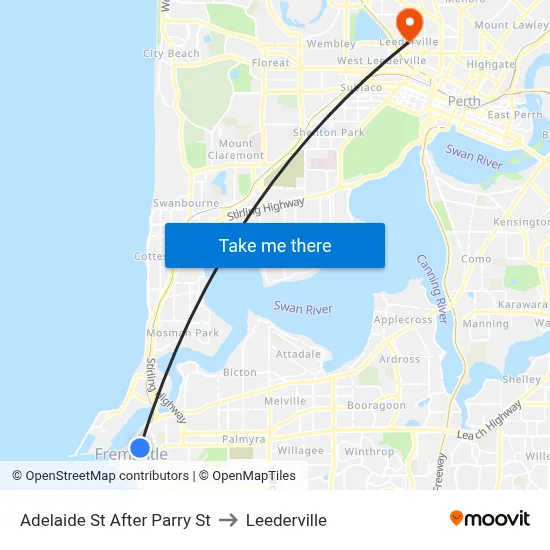 Adelaide St After Parry St to Leederville map
