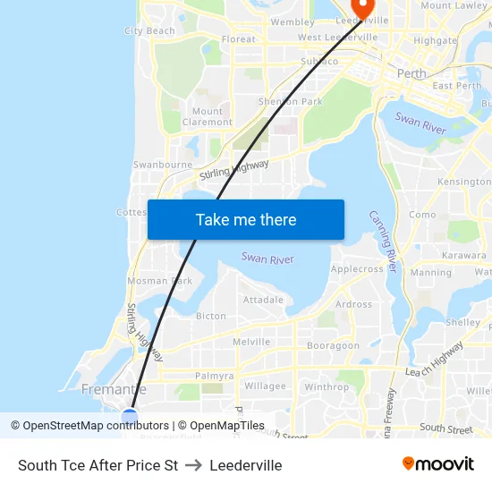 South Tce After Price St to Leederville map