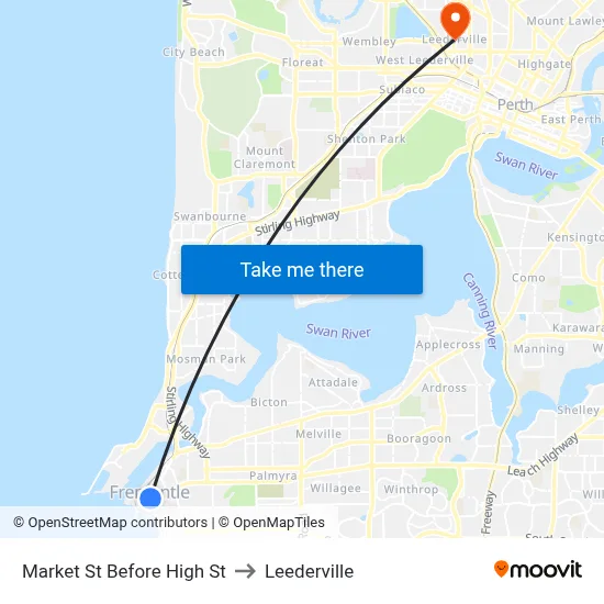 Market St Before High St to Leederville map