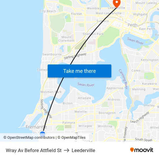 Wray Av Before Attfield St to Leederville map