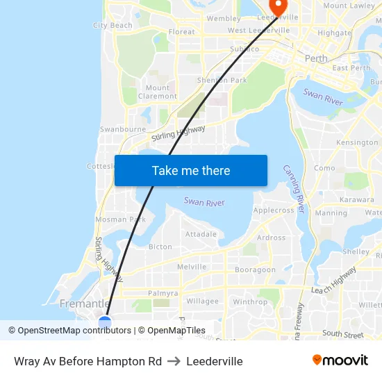 Wray Av Before Hampton Rd to Leederville map