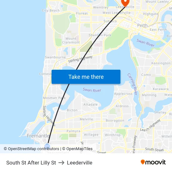South St After Lilly St to Leederville map