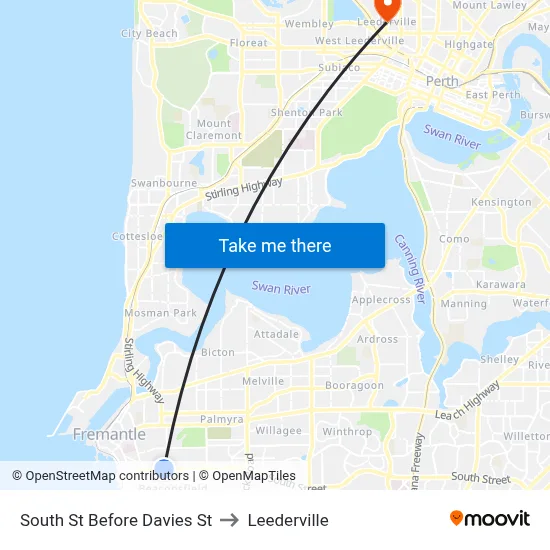 South St Before Davies St to Leederville map