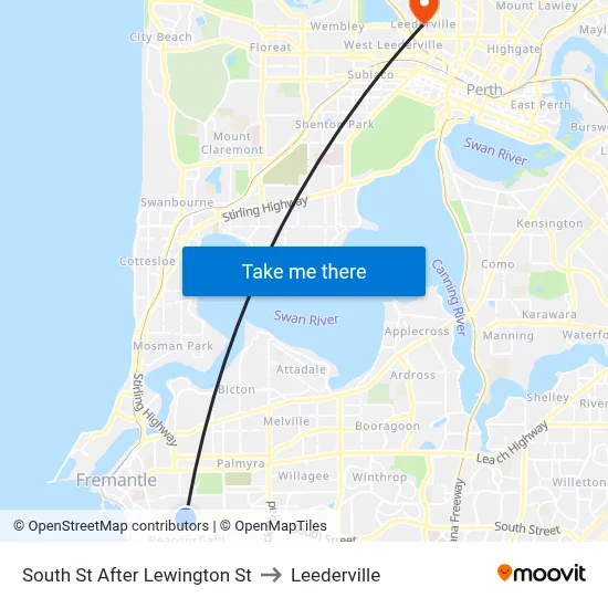 South St After Lewington St to Leederville map