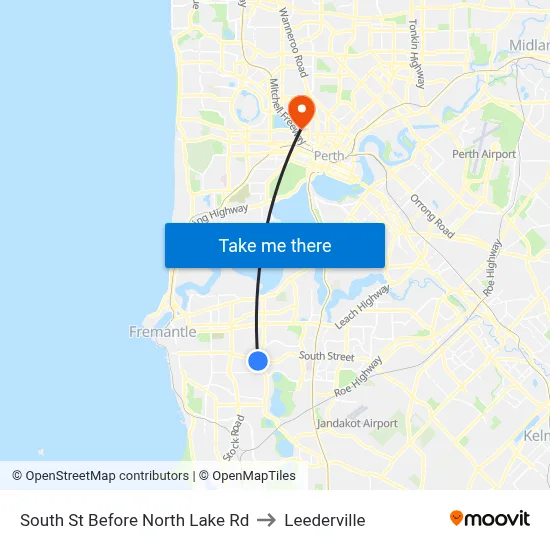 South St Before North Lake Rd to Leederville map