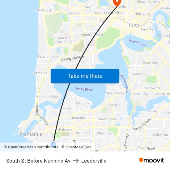 South St Before Nannine Av to Leederville map