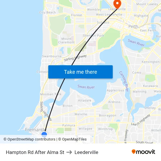 Hampton Rd After Alma St to Leederville map