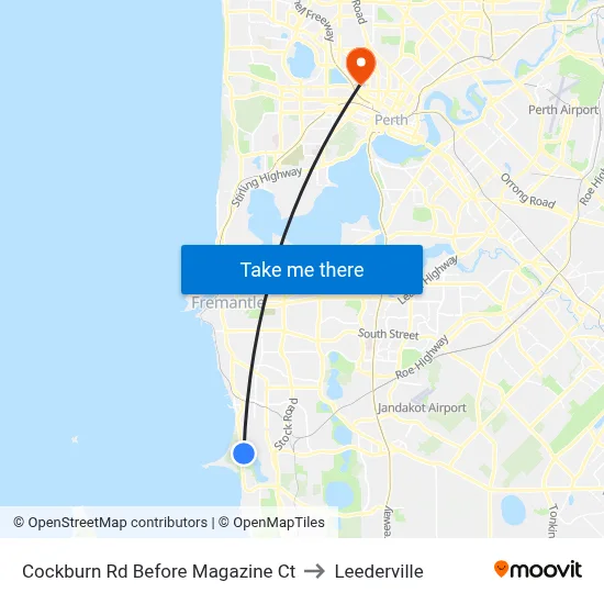 Cockburn Rd Before Magazine Ct to Leederville map