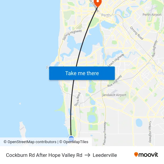 Cockburn Rd After Hope Valley Rd to Leederville map