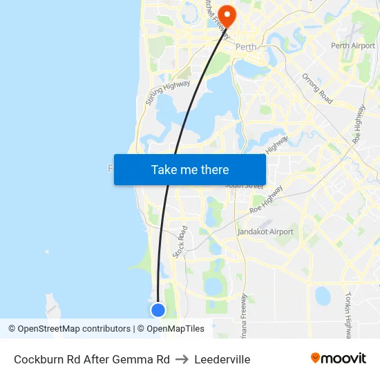 Cockburn Rd After Gemma Rd to Leederville map