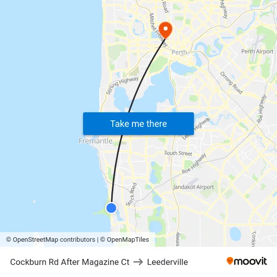 Cockburn Rd After Magazine Ct to Leederville map