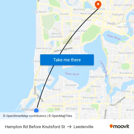 Hampton Rd Before Knutsford St to Leederville map