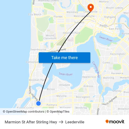 Marmion St After Stirling Hwy to Leederville map