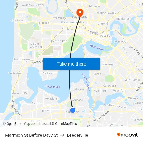 Marmion St Before Davy St to Leederville map