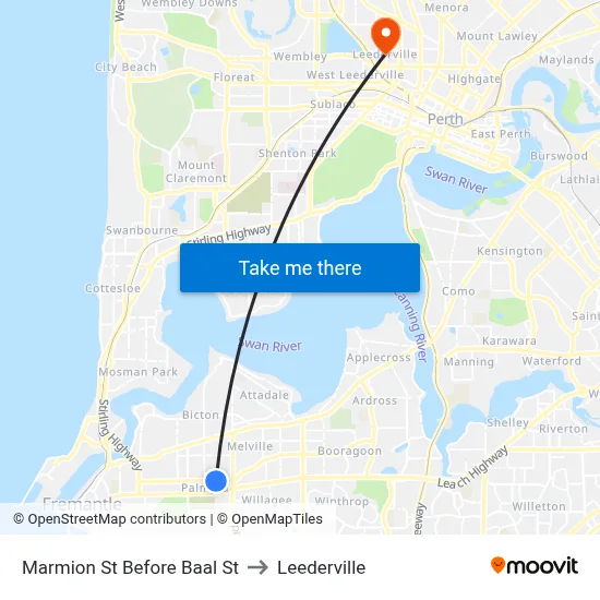 Marmion St Before Baal St to Leederville map