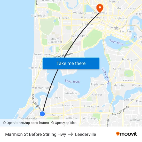 Marmion St Before Stirling Hwy to Leederville map