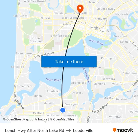 Leach Hwy After North Lake Rd to Leederville map