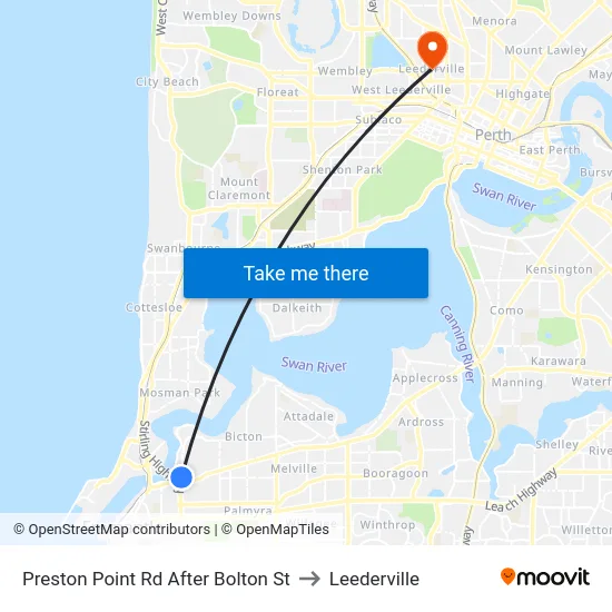 Preston Point Rd After Bolton St to Leederville map