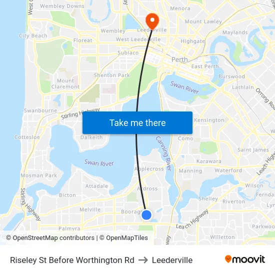Riseley St Before Worthington Rd to Leederville map