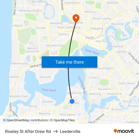 Riseley St After Drew Rd to Leederville map