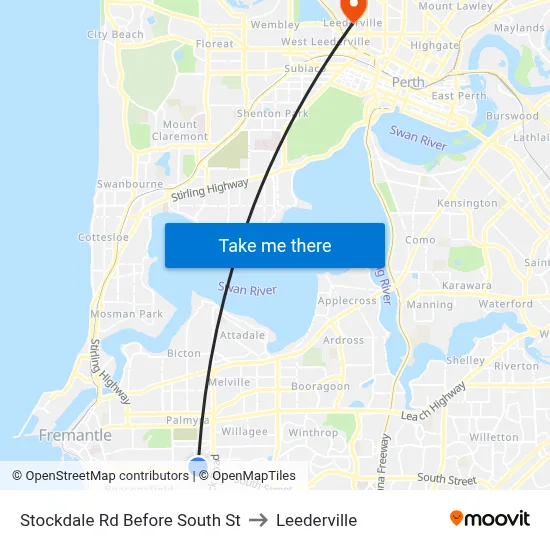 Stockdale Rd Before South St to Leederville map