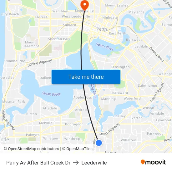 Parry Av After Bull Creek Dr to Leederville map