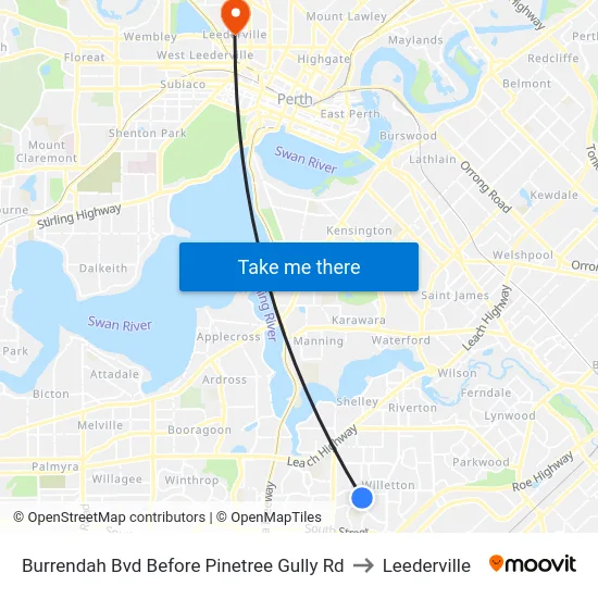 Burrendah Bvd Before Pinetree Gully Rd to Leederville map