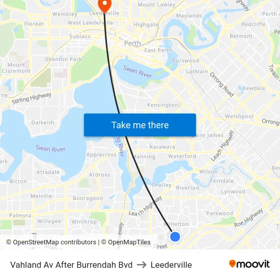 Vahland Av After Burrendah Bvd to Leederville map