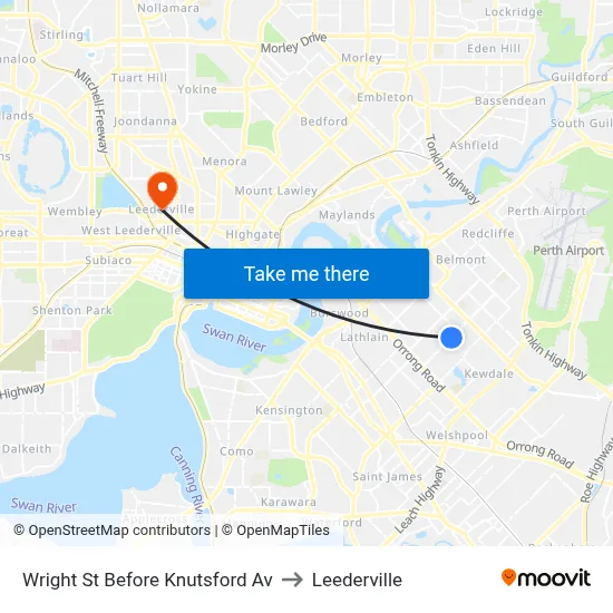 Wright St Before Knutsford Av to Leederville map