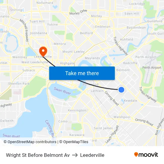Wright St Before Belmont Av to Leederville map