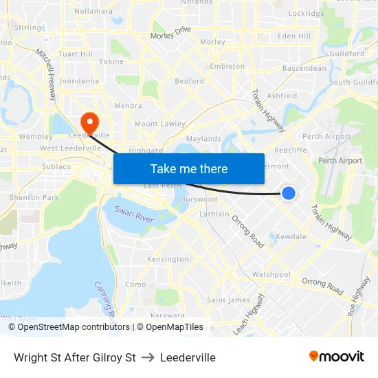 Wright St After Gilroy St to Leederville map