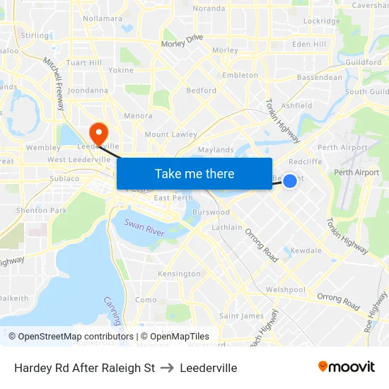 Hardey Rd After Raleigh St to Leederville map