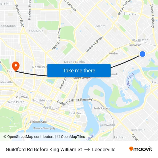Guildford Rd Before King William St to Leederville map