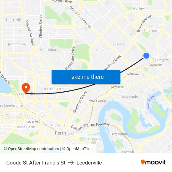 Coode St After Francis St to Leederville map