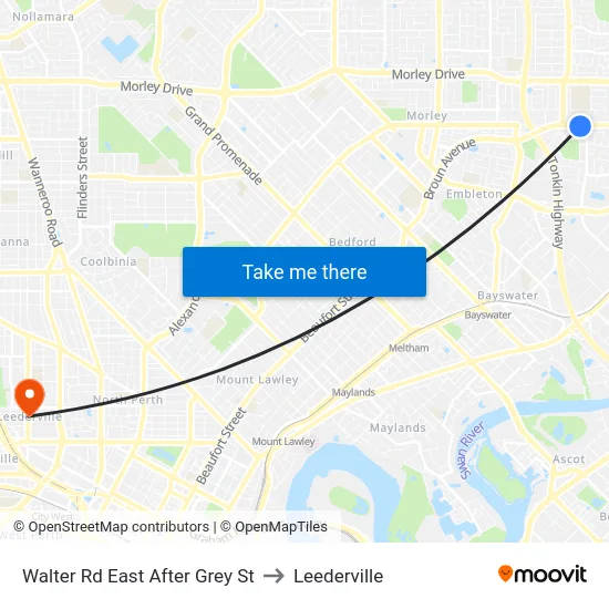 Walter Rd East After Grey St to Leederville map