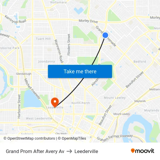 Grand Prom After Avery Av to Leederville map