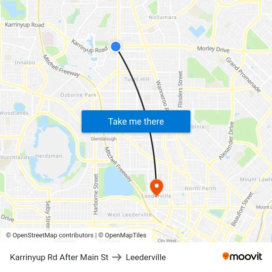 Karrinyup Rd After Main St to Leederville map