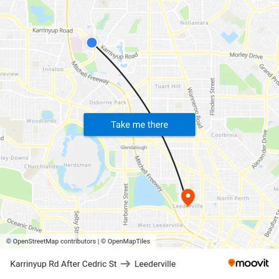Karrinyup Rd After Cedric St to Leederville map