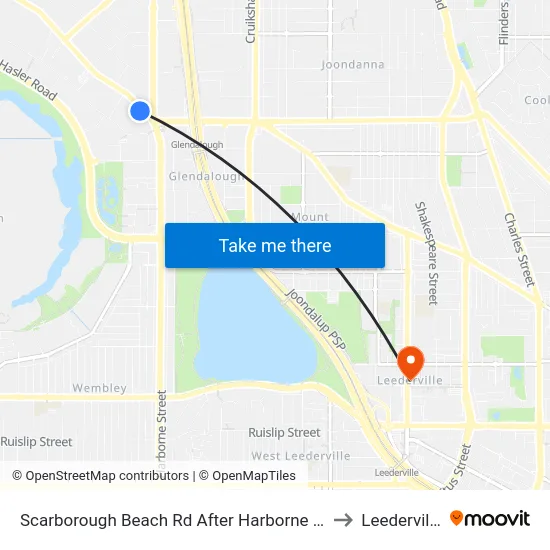 Scarborough Beach Rd After Harborne St to Leederville map